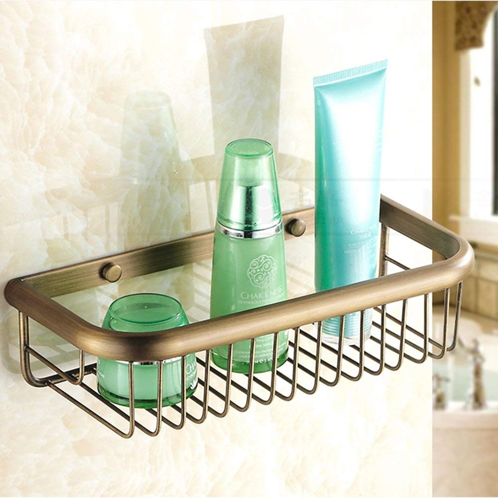 Porte-serviettes sans perçage étagère de bain en bronze bleu rustique