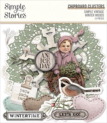 Chipboards Simple Stories Winter Woods clusters pour scrapbooking créatif - 2