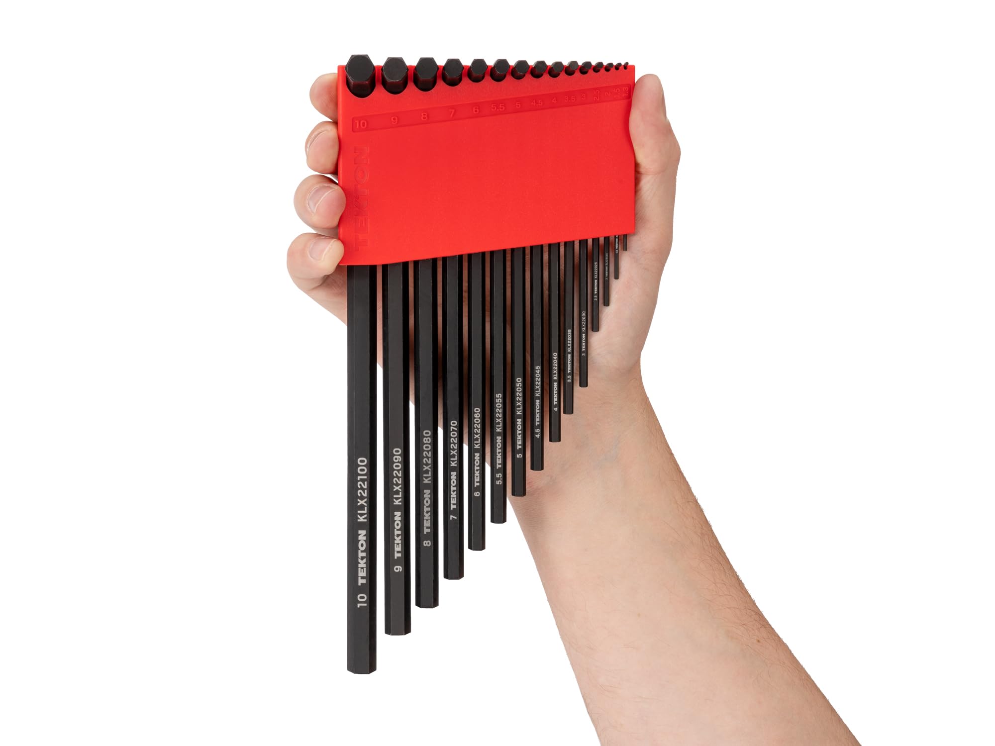TEKTON KLX91303 Zestaw kluczy sześciokątnych z płaskim końcem z uchwytem, 28-częściowy (0,050-3/20.3 cm, 1.3-10 mm) | KLX91303