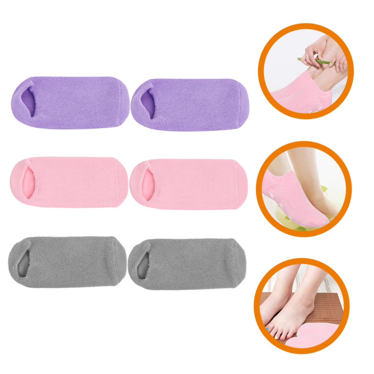 Mikinona Calcetines Hidratantes de Spa Antideslizantes, Algodón y Fibra Elástica, 3 Pares, Efecto Humectante para Uso Diario y Noche