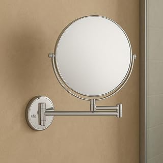 U-S-F BATH ACCESSORIES USF 8 Inch Makeup & Shaving Mirror for Bathroom | 5X Magnifying Double Sided Mirror | Adjustable Wa Price In India