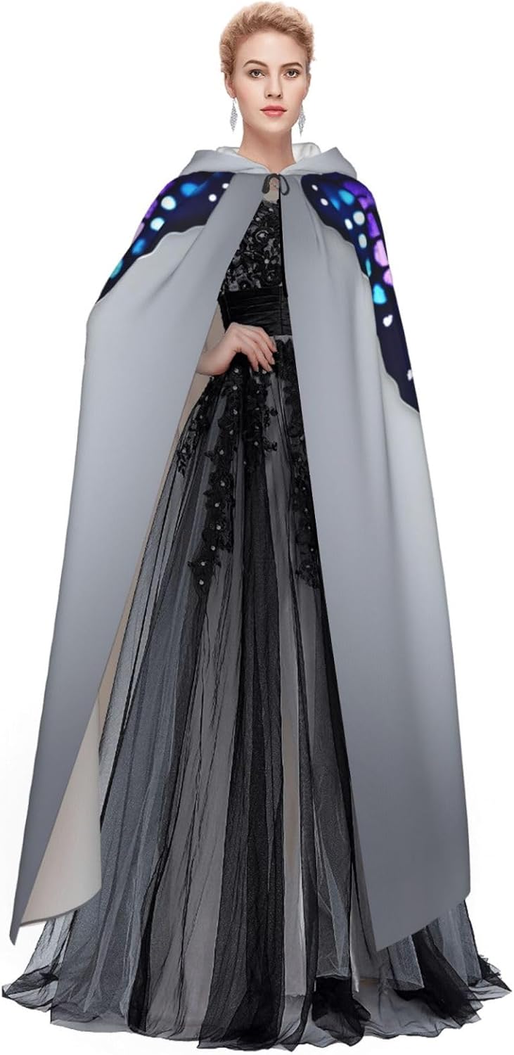 SSIMOO Blue Purple Butterflies Unisex Cloak-Enthralling Vampire Cape for Halloween-A Must-Have Party Attire for Men and Women