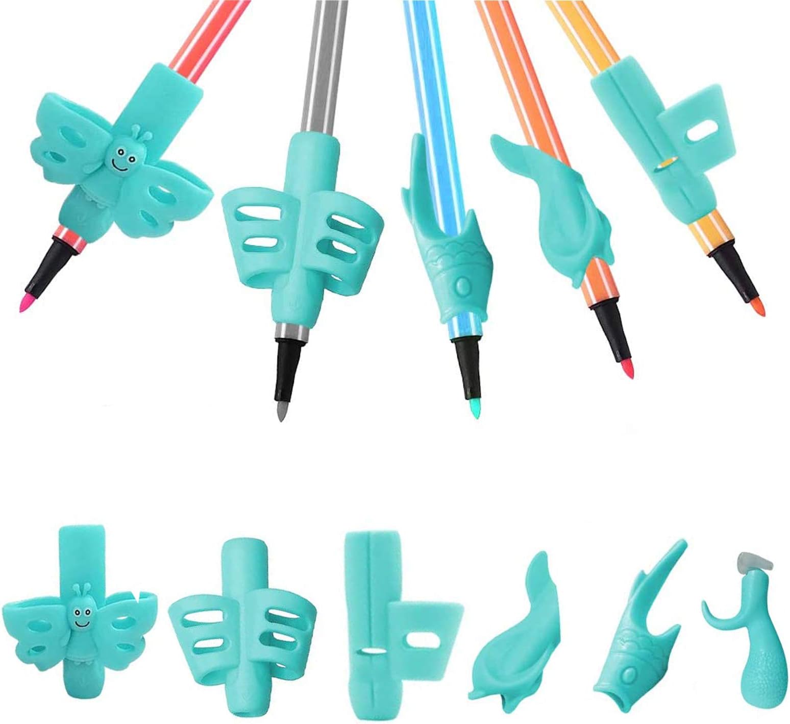 Pencil Grips for Kids Handwriting, Pen Grippers for Boys Girls, Preschool Writing Training Aid Grip, Toddler Beginners Kindergarten Writing Finger Grip, 6 Stage Posture Correction Tools