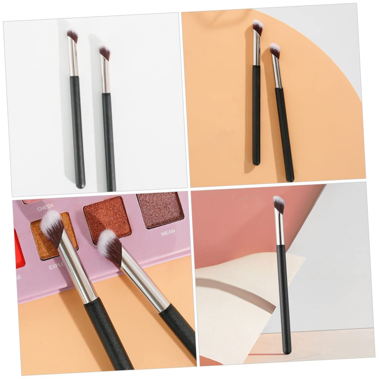 Small Angled Concealer Brush for Under Eye Makeup Flat Blending Brush with Ergonomic Handle for Cream Concealer Eyeshadow Nose Contour Professional and Home Use