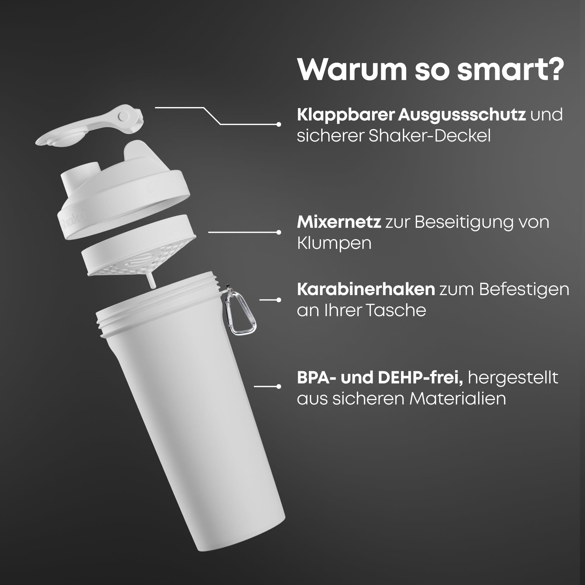 Smartshake Lite 4er-Pack Unisex Protein Shaker Flasche 800 ml | 27 oz – Fitness Shaker – Auslaufsicherer Schraubdeckel – BPA frei – Nebelgrau, Armeegrün, Schwarz, Marineblau