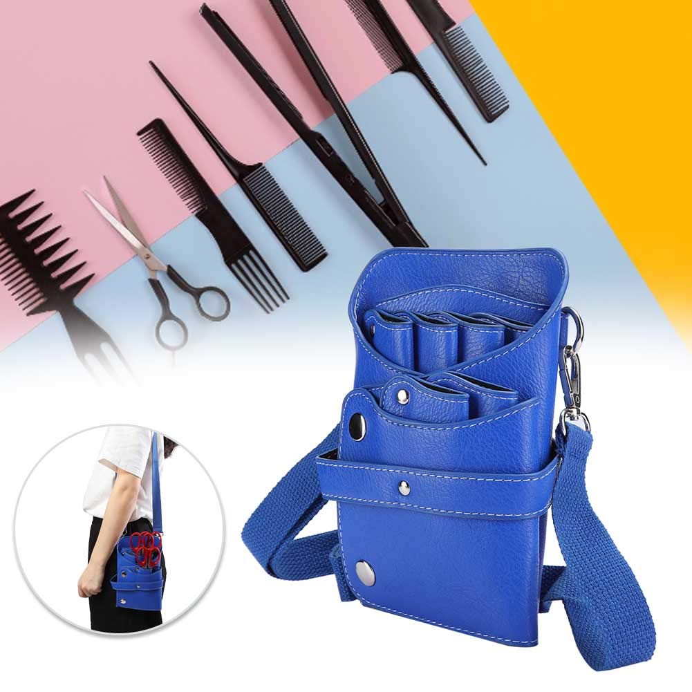 Custodia per forbici da parrucchiere, Multi Funzionale Tasche Accessori Parrucchieri Organizzato Tracolla Regolabile Salone Barbieri Storage Case PU Pelle -borsa di immagazzinaggio, Blu, casual