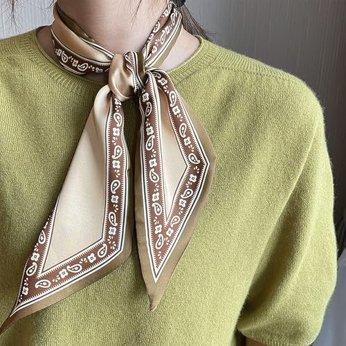 4 Pack Long Floral Skinny Scarf For Women,Headband Hair band Ribbon Handbag Women's Fashion Scarves3