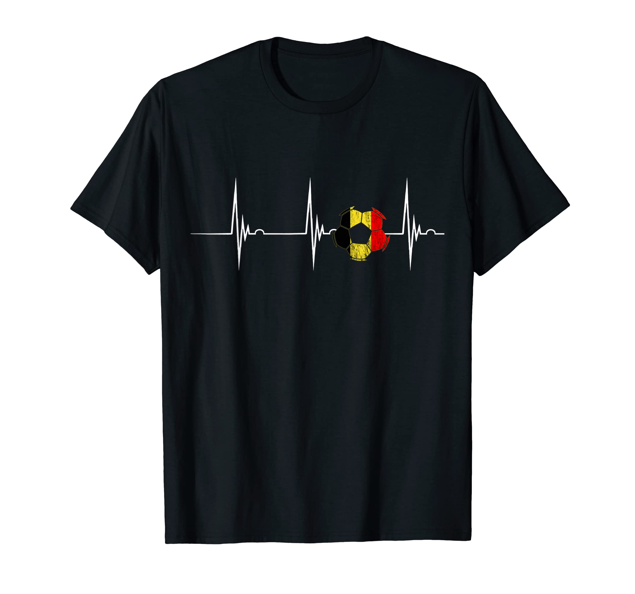 Belgium Flag Belgian Roots BelgieHeartbeat EKG Pulse Ball Belgium Belgian Flag Belgium Soccer T-Shirt