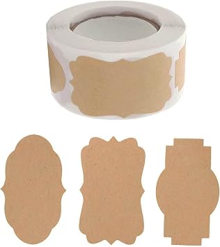 300 Pieces Self-Adhesive Blank Kraft Labels Removable DIY Kraft Stickers 1.2 2 inches Food Labels for Food Storage, Folders, Bottles, Gift Packaging