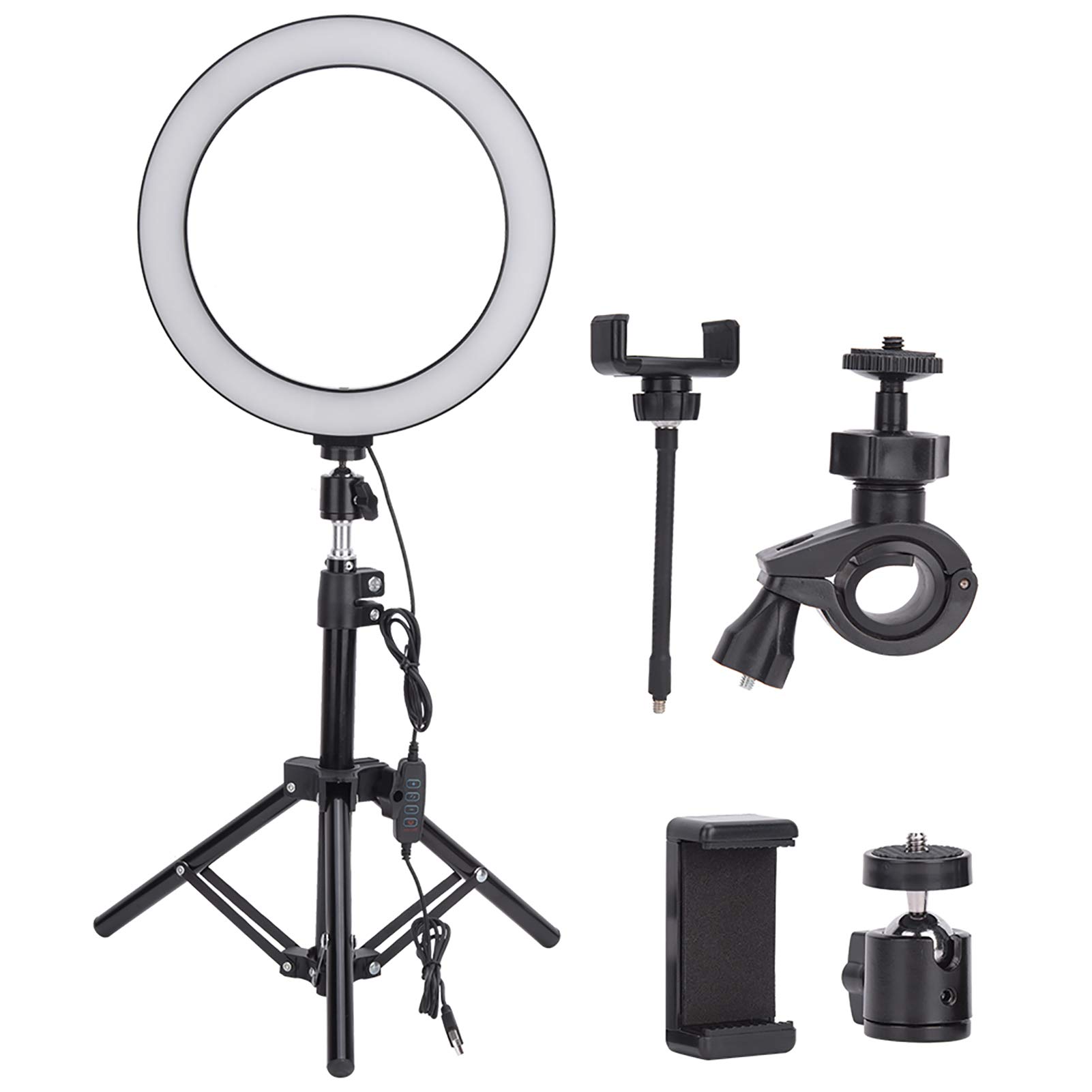 Anello LED da 10 Pollici, USB 128LED 3500-6000K Lampada di Riempimento Video Dimmerabile con Testa a Sfera, Clip per Telefono e Treppiede Pieghevole per Trucco di Bellezza con Selfie Dal Vivo