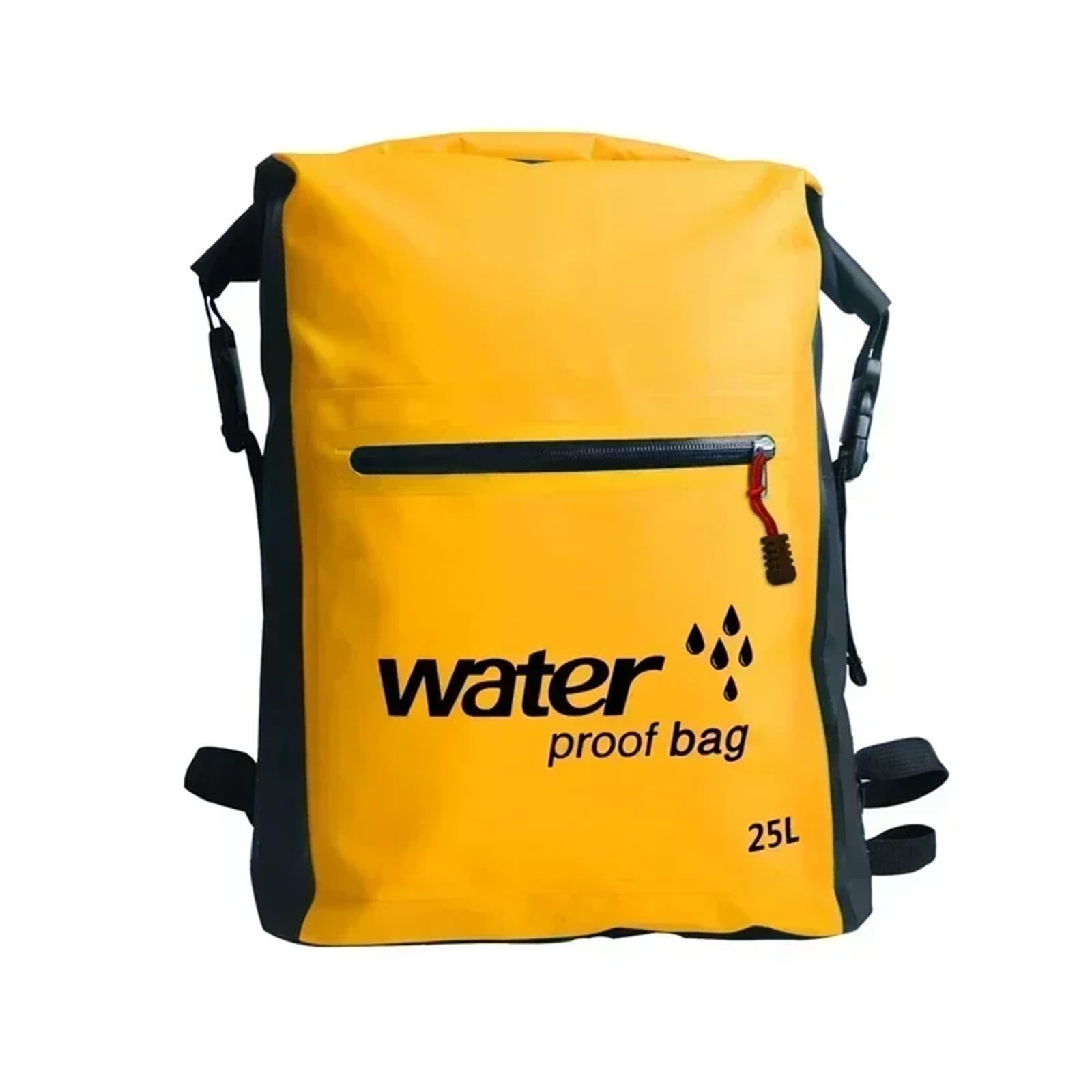 Trockensäcke Für Boote Wasserdichter Trockensack- 25L Wasserdichter Trockensack Schwimmrucksack Rucksack Pack Wasser Schwimmender Sack Sport Kanu Kajak Rafting Bootfahren Fluss Trekking(Yellow)