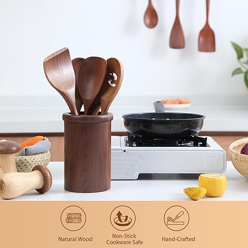 Miniatura 4 de Juego de 5 cucharas de cocina de madera de nogal negro de 12 pulgadas