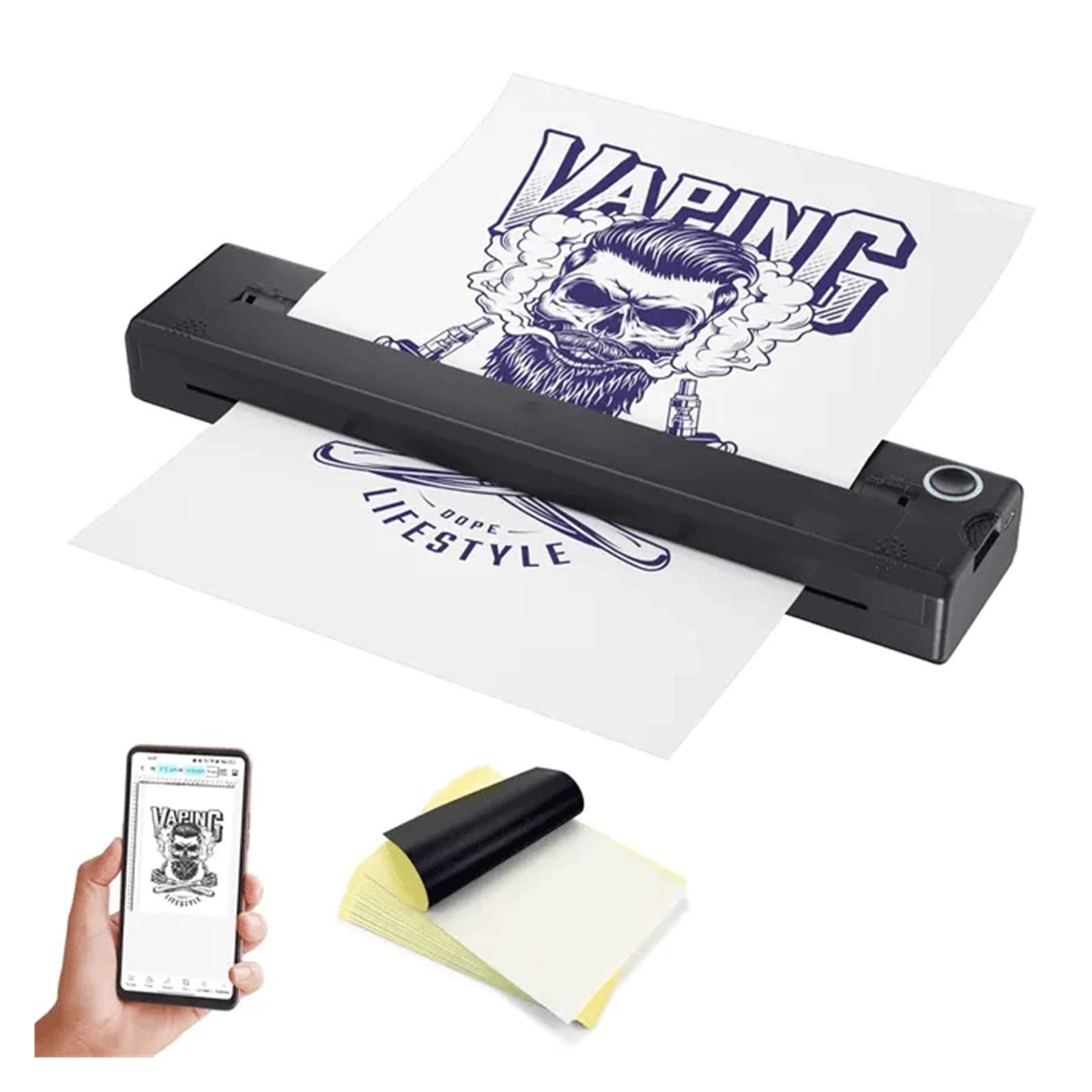 FBJAMZ Portable Tattoo Transfer Printer,Machine Mini Network,Thermal Stencil Line Drawing Printing Copier
