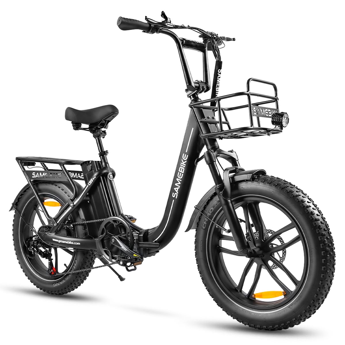 SAMEBIKE Bici Elettrica Pieghevole C05 Pro, Telaio Passante, Pneumatici Grossi 20x4.0, Motore 250W EU, Batteria Rimovibile 36V 13Ah, Sospensione Doppia, Cambio 7 Velocità, Per Uso Urbano e Outdoor