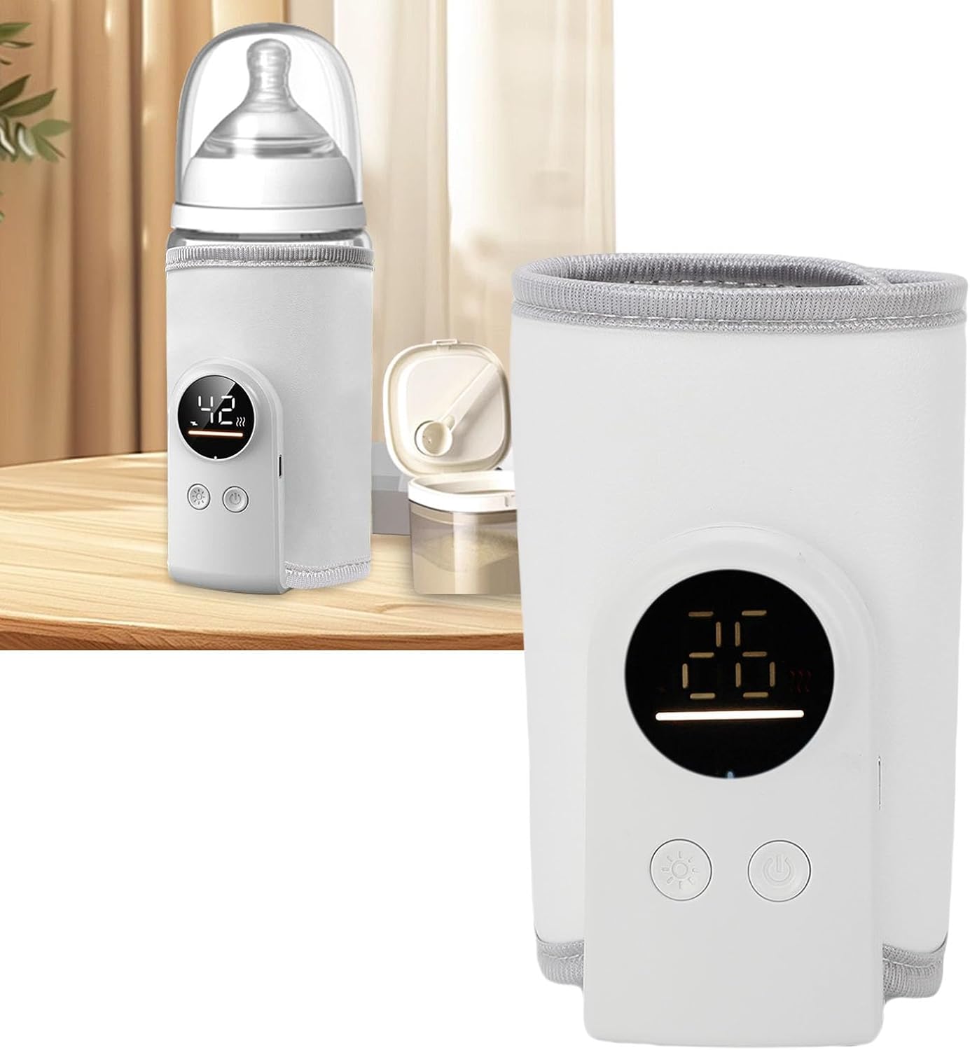 USB Powered Baby Bottle Warmer, 18W Fast Heating Adjustable Constant Temperature Portable Bottle Warmer Universal for Home and Travel (Type 1)