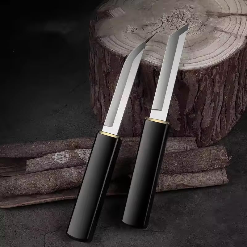 Image of Wizbiz 2-in-1 Dual Blade Kitchen Knife D2 Steel Sharp Blade with Sheath - Ebony Handle Stainless Steel Multipurpose Knife Perfect for Fruit Vegetable Cutting, Gifting