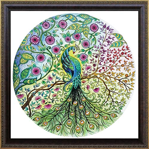 5D Full Drill Diamond Painting Kit, DIY Diamond Rhinestone Painting Kits for Adults and Children Embroidery Arts Craft Home Decor 14.2 x 14.2 inch (Peacock)