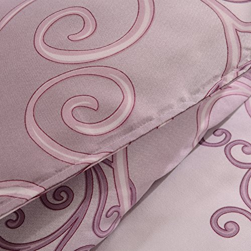 Simple&Opulence 100% Microfiber Polyester Rose Pink Queen Duvet Cover Set, Palace Paisley Printed Pattern, 3 Pieces - 1 Comforter Cover And 2 Pillowshams (Queen) #TOP4