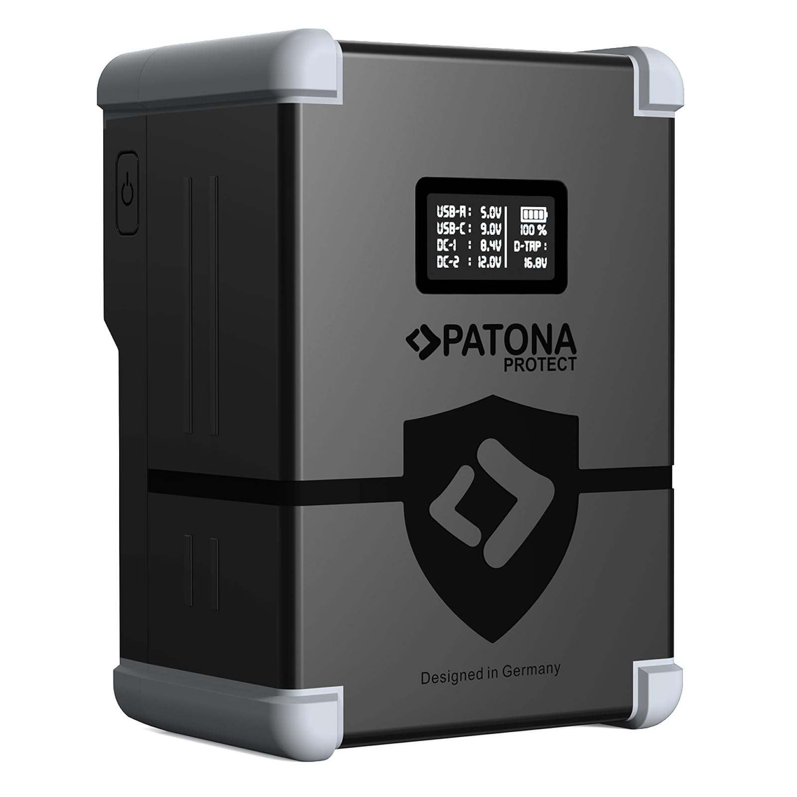 PATONA V99 Protect Batería V-Mount 99Wh PD100W USB-C D-Tap USB-A, 2X DC-out | Batería de vídeo 6800mAh para videocámaras cámaras DSLR, monitores, pantalla OLED, LG celdas, carcasa antigolpes ignífuga