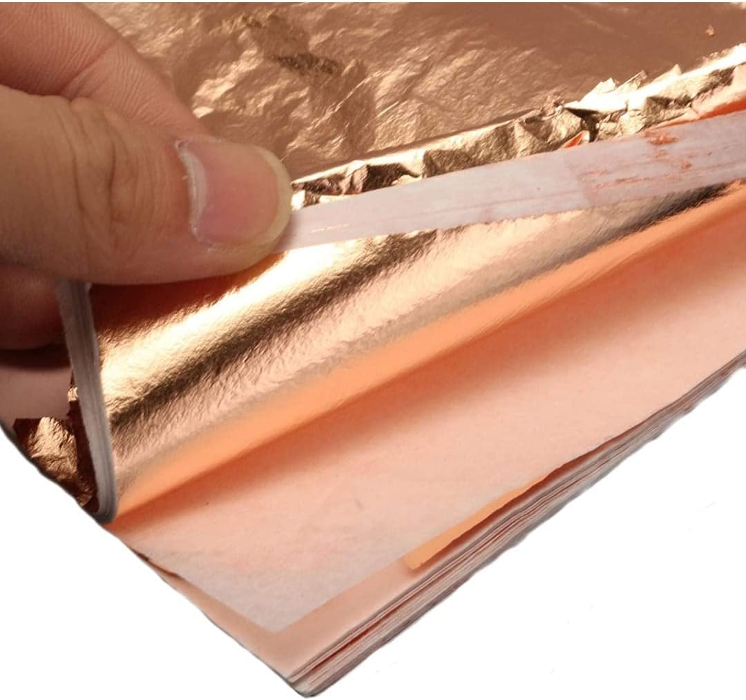 300 Sheets 8X8CM Gold Silver Copper Leaf Foil Sheets for Crafts Resin, Leaf, Gilding, Framing, Nail Art, Craft Supplies, Gold Leaf Sheets Gilding Foil -Size 3.14 * 3.35 inch (Copper)