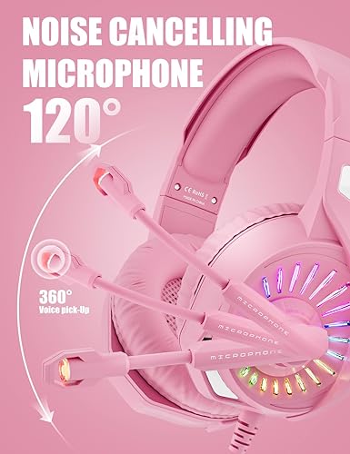 Vista 30 de ZIUMIER Auriculares para juegos con micrófono, compatibles con PS4, PS5, Xbox One, PC, portátil, auriculares sobre la oreja con luz LED RGB, Negro