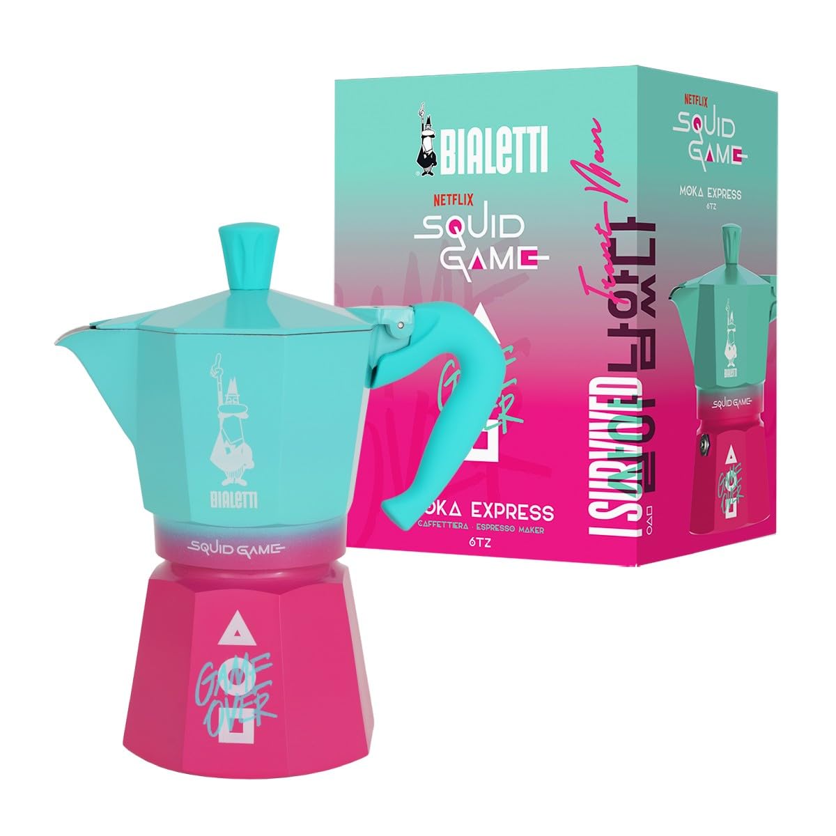 Bialetti Moka Express Squid Game 6 Tasses, Ne convient pas à l'Induction, 270ml, Aluminium