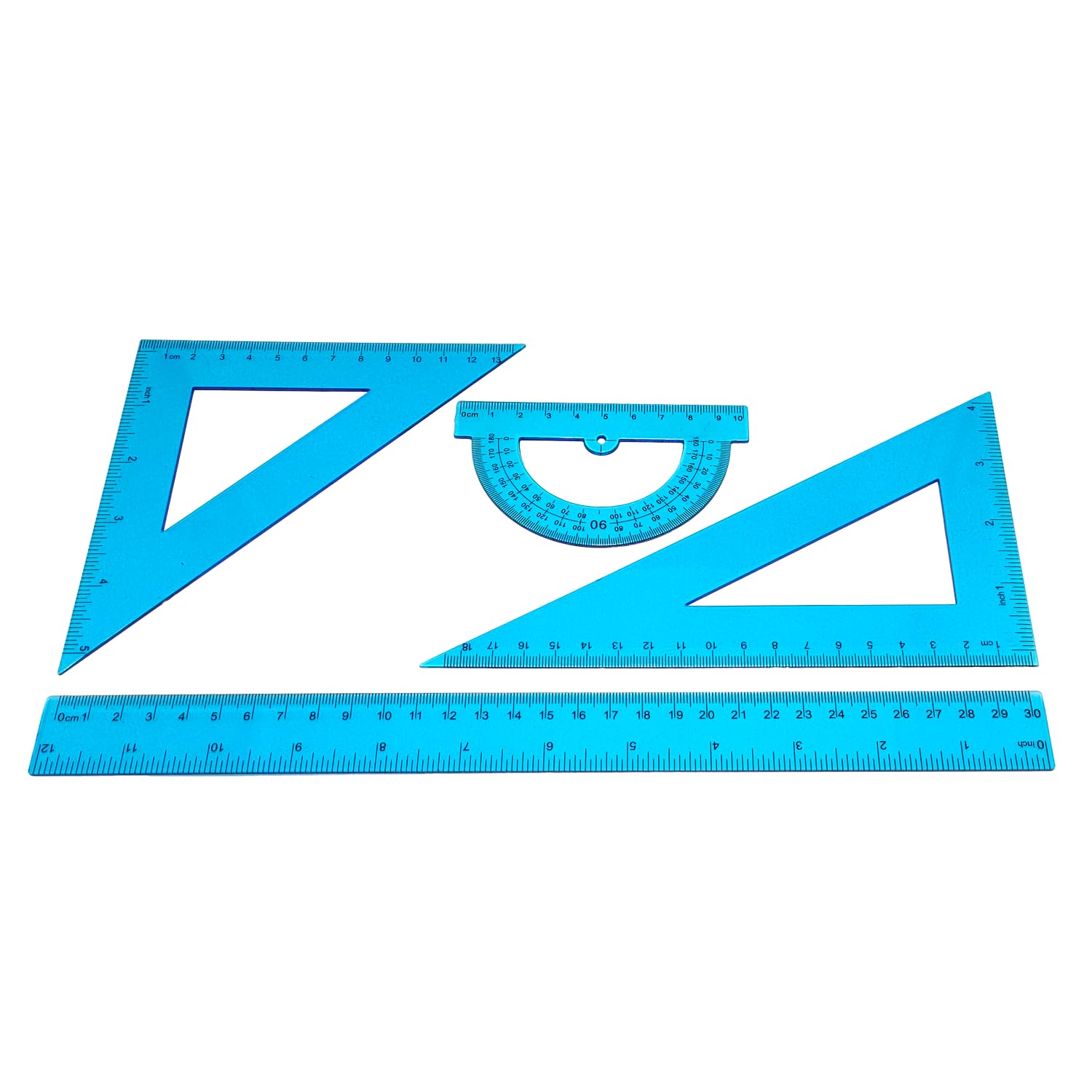 Set Geometria 2 Pezzi - Righello 17cm E Triangolo 16cm | Trasparente Con Bordo Inchiostro Per Scuola - Foto 3