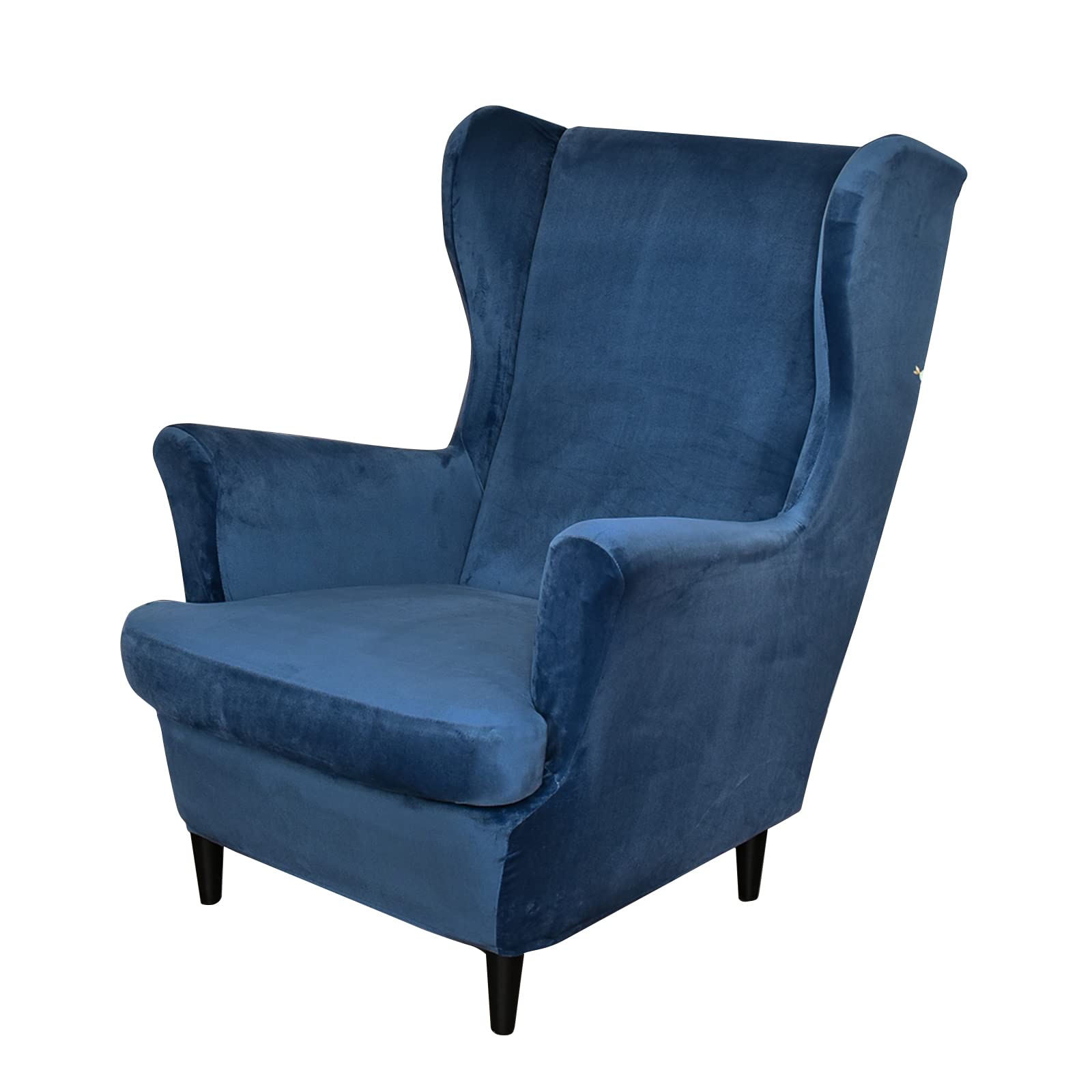 Copripoltrona con orecchie con Fodera per Cuscino Copripoltrona 1 Posto Tinta unita 2-Pezzi MorbidoCopripoltrona Relax Elasticizzato Copri Divano-blu scuro