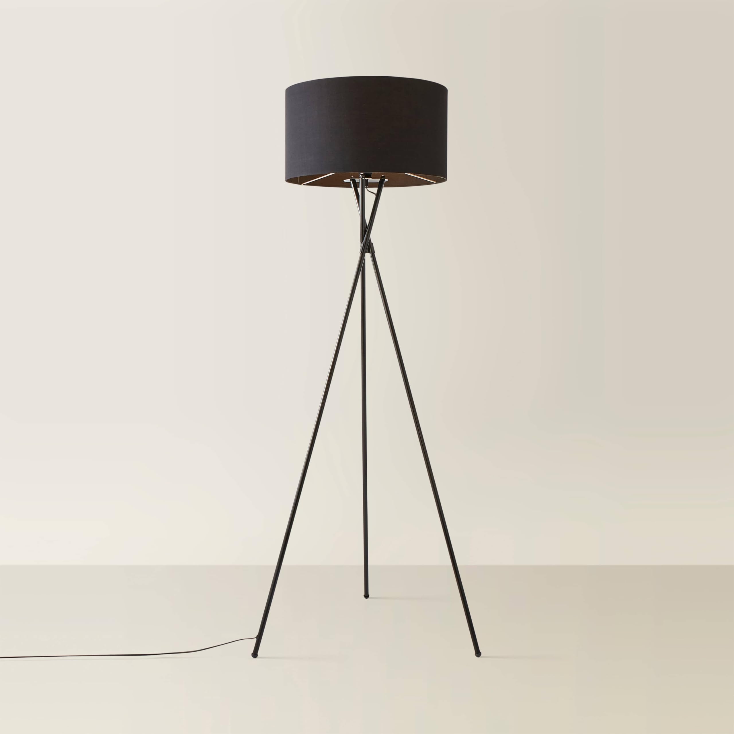 Minisun Black | Modern Gloss Metal Tripod Floor Lamp With A Shade | Floor Lamps & Torchieres, Home Décor, Improvement & Lifestyle Essential