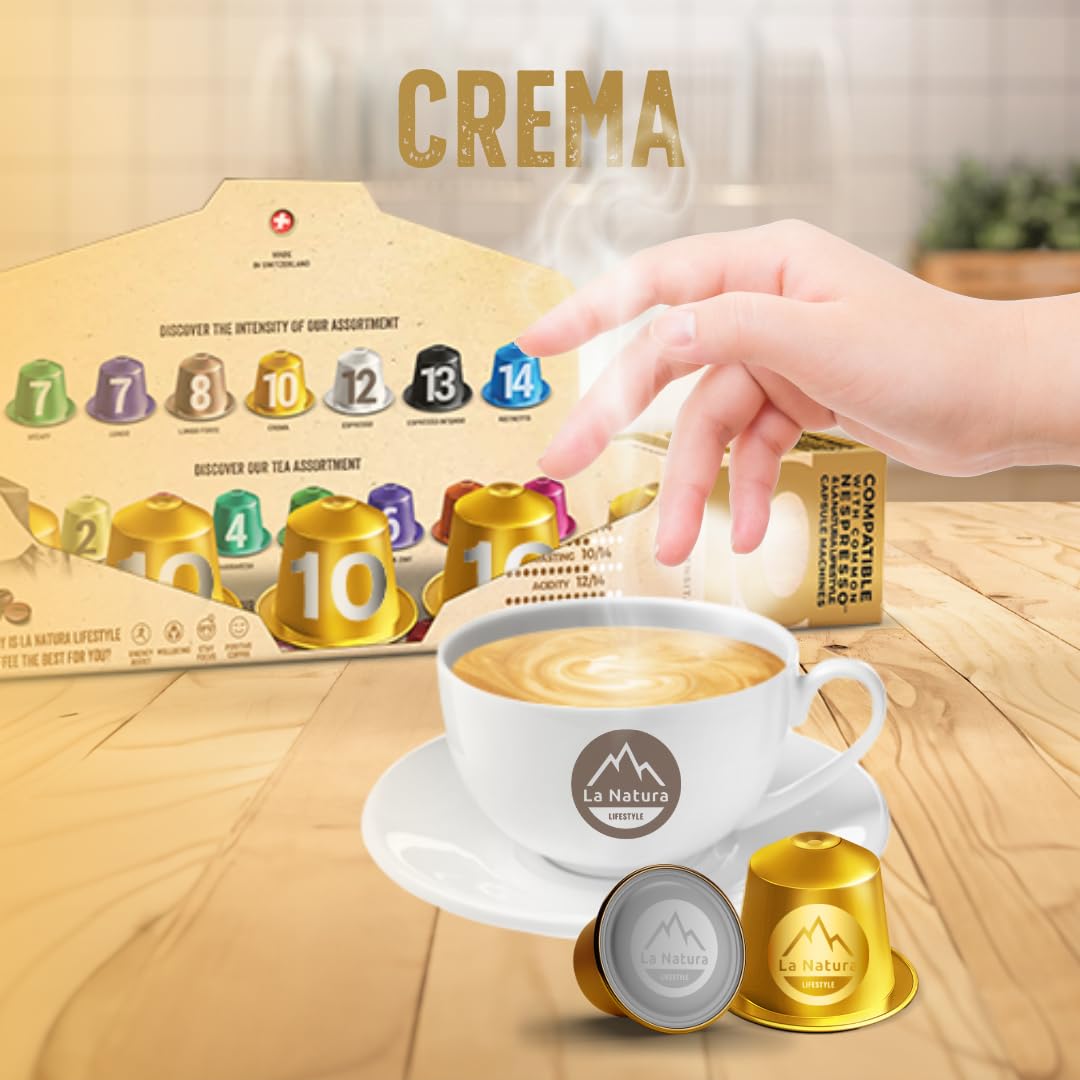 La Natura LIFESTYLE 120 cápsulas de café CREMA de aluminio, 100% reciclables, compatibles con Nespresso