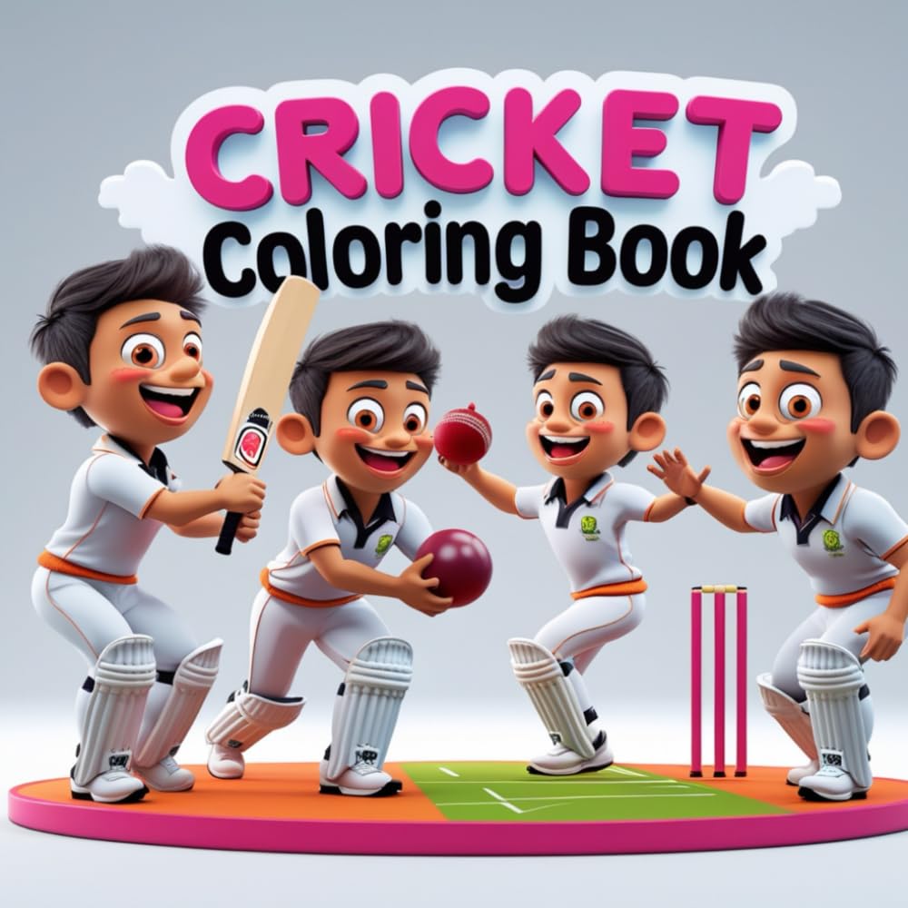Cricket Coloring Book for Kids: 100 Pages of Fun and Easy Cricket-Themed Coloring for Boys and Girls (Ages 3-6)