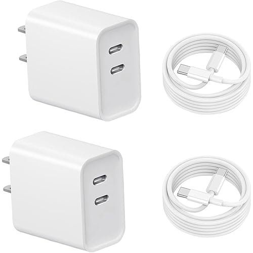 USB c Charger Block,Dual c Wall Block with c to c Cable,Type c Adapter, usbc Cube for iPhone 17/Pro/Pro Max/17 Air/iPhone 16/15 Pro Max/Plus/Xs Max/XR/X,iPad Pro