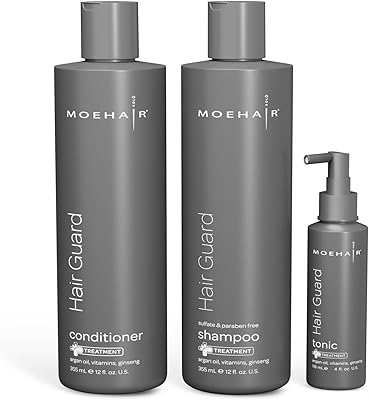 Moehair Hair Guard Shampoo, Conditioner and Tonic | Infused with Vitamin B12, Vitamin E and B | Sulfate and Paraben Free Shampoo | Thinning Hair Defense System | Made in the USA