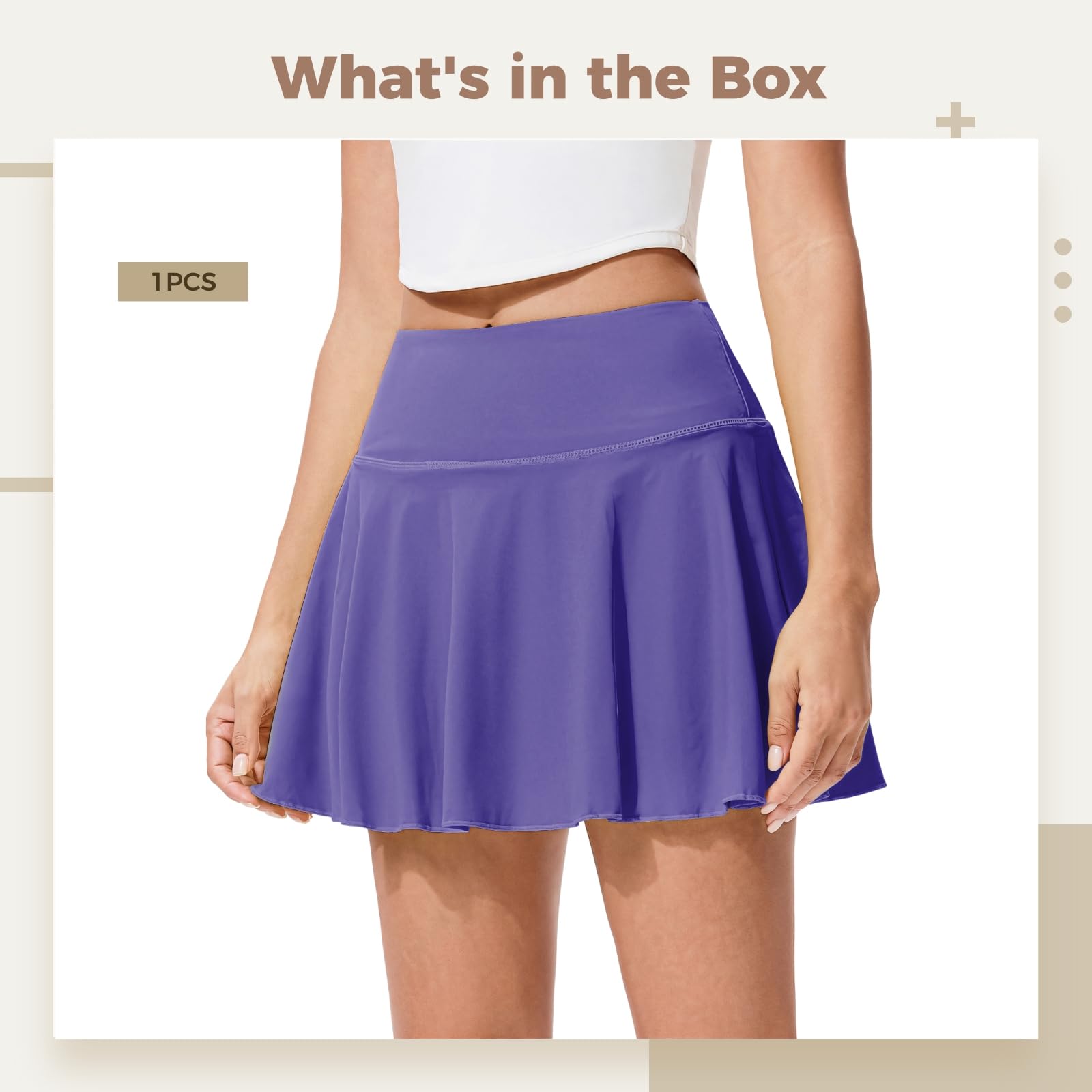 Damska spódnica tenisowa z wysokim stanem z szortami, sportowe spódniczki z kieszeniami, elastyczny nylon-spandex, dostępna w rozmiarach S-Xxxl, Fioletowy, rozmiar uniwersalny