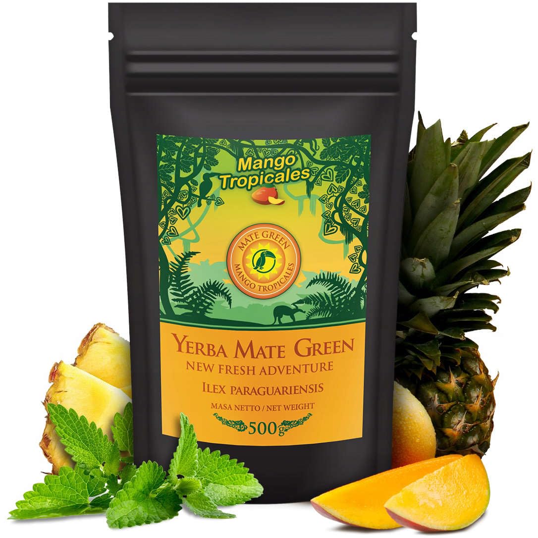 Yerba Mate-Tee Set mit Kalebasse fur Zwei | Brasilian Mate Tee 2x500g mit Mango und Beeren | Natürlich mate-tee becher Kalebasse | Stahl Trinkhalm Bombilla und Accessories