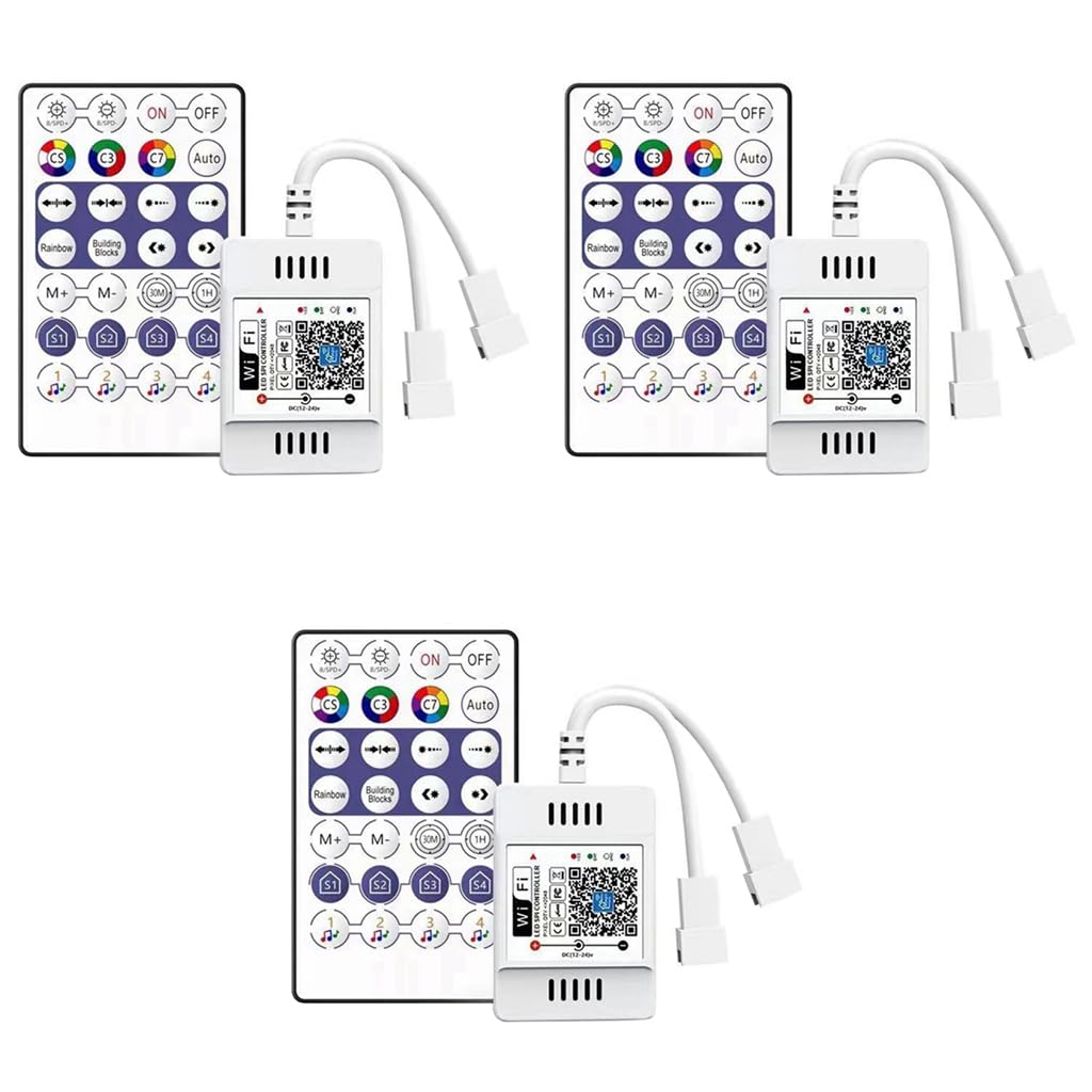 Jnchdghwa 3X DC12-24V 28 Key Controller WiFi APP Music Voice Remote Control for WS2812B WS2811 RGB LED Strip Light Home Dimmer