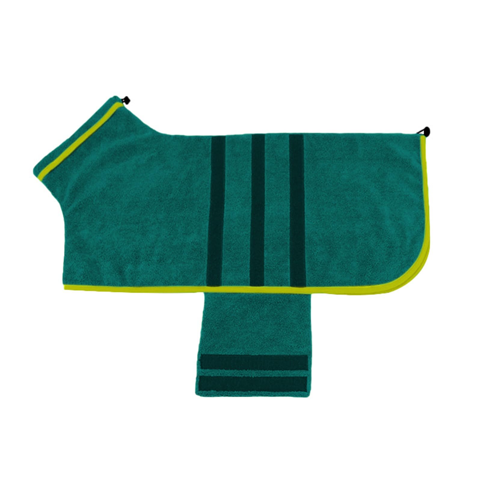 Hixingo Large Dog Drying Coats, Super Absorbent Dog Towel Robe Super Soft Dog Towel Coat Microfiber Pet Dressing Gown for Spaniels, Dachshund, Labrador, Cocker Spaniel (M,Dark Green Yellow)