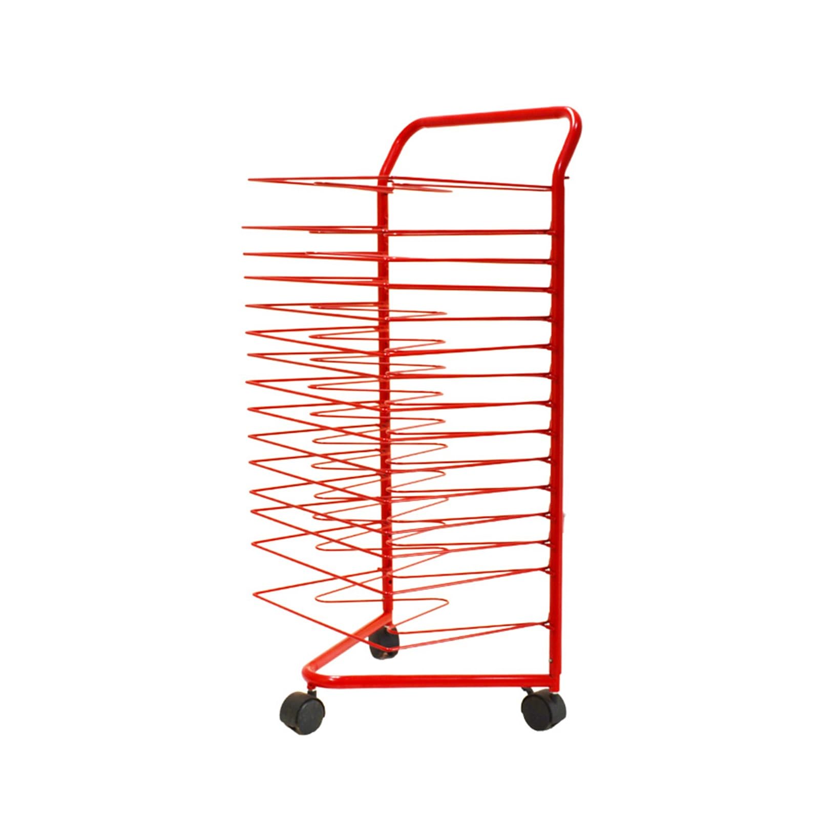 Aioneer Artwork Drying Cart, 16 Tiers Storage Stand With Wheels, For Posters Studios Home Kindergarten Galleries,Red
