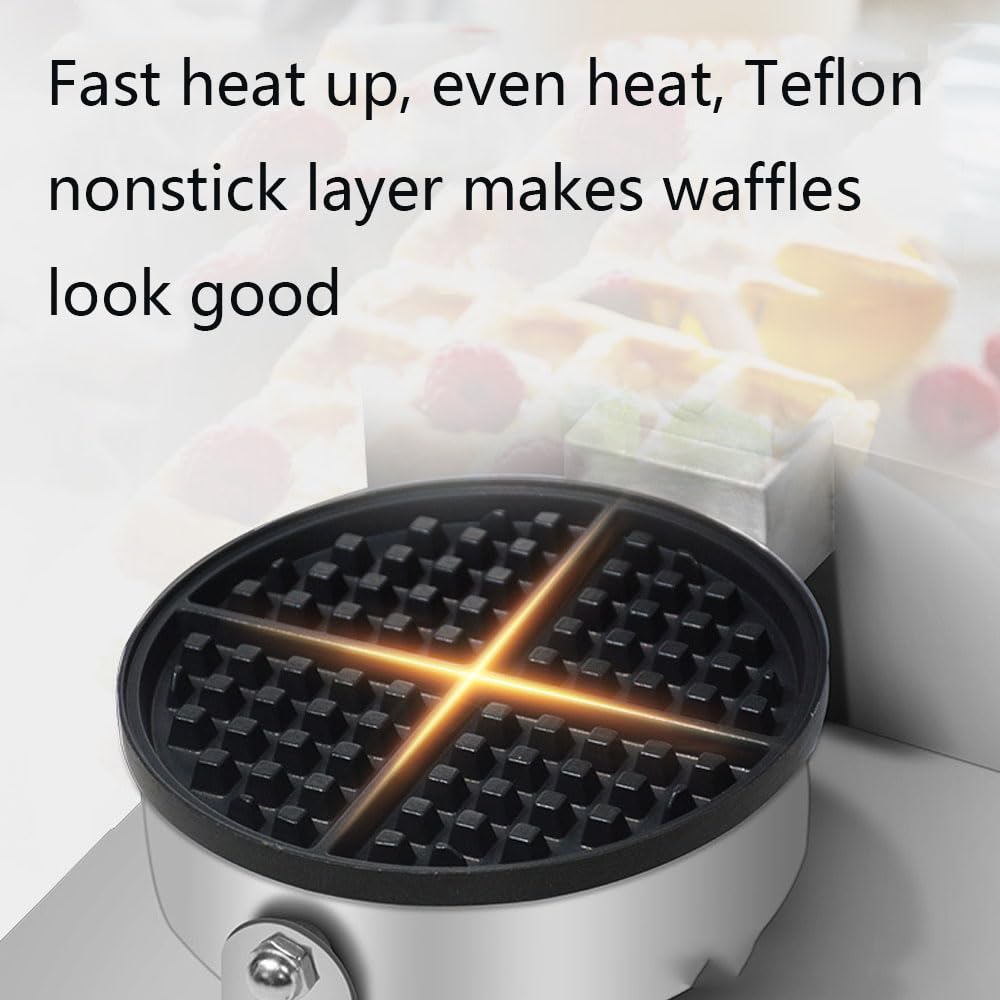 Egg Waffle Maker, Stainless Steel, with Temperature and Time, Double-Sided Uniform Heating, Non-Stick,multi-purpose, for Make Fluffy Golden Heart Shapes Belgian Waffles, or Home, Restaurant