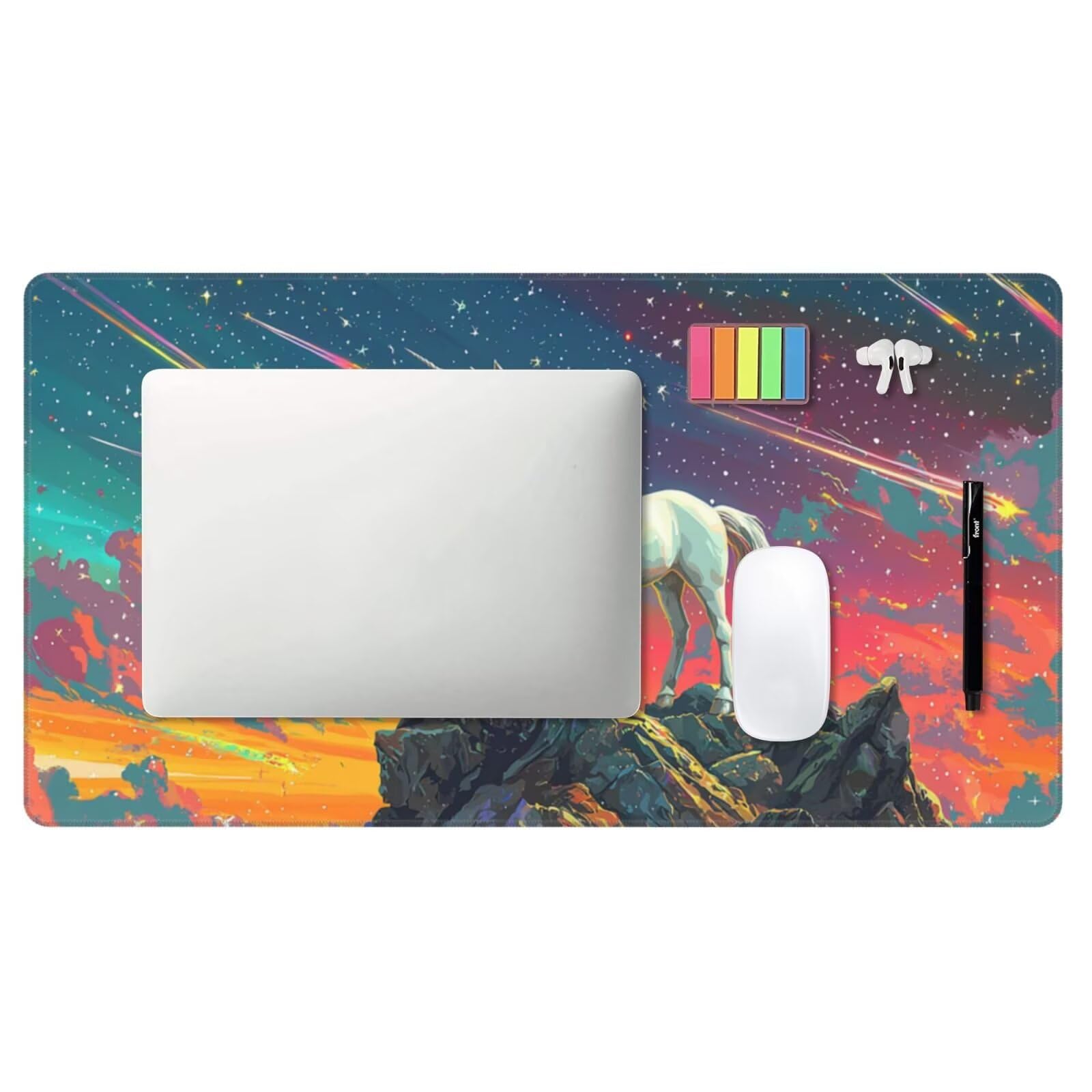 Grand Tapis de Souris La Licorne Tapis de Souris XXL 1200x600 mm, sous Main Bureau Imperméable Tapis Souris, Bords Surpiqués et Dos Antidérapant Tapis de Bureau pour Bureau Decor, Cadeaux A-245