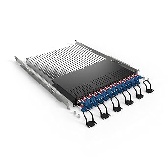 Plus+ 30 RU Fiber Optic Cable Management System - 24-Port Patch Panel, Retractable Cables for 19 Racks, Includes 10GB Cables and Cassettes, Easy Network, Server Setup OS2, LC- SC