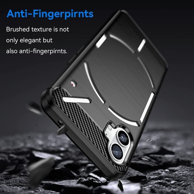 Image of NPRC Hybrid Ultra Slim Protective Case TPU Non-Slip Carbon Fiber Texture Shockproof Case Cover for Nothing Phone 1 - Black