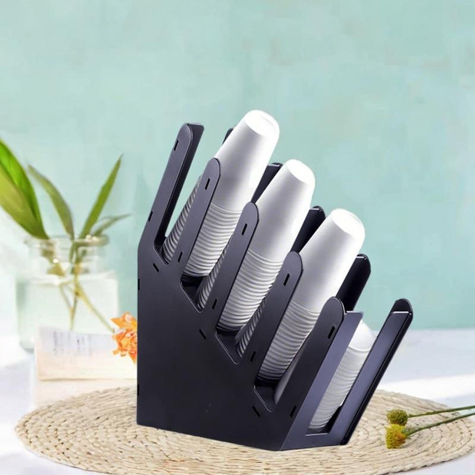 Gralara Cazón de Papel Soporte de Papel Soporte de Papel Enjuague Tazas de dispensador de Tazas de Tazas de cafetería Organizador de cafetería para Hotel Cafe, 4 Cuadrículas Biseladas