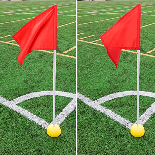 Tobwolf 4Pcs Soccer Corner Flags, Polyester Soccer Flags Replacement Flags, Portable Soccer Football Field Corner Flags Red Flags, Soccer Training Equipment For Fitness Training And Practice #TOP4