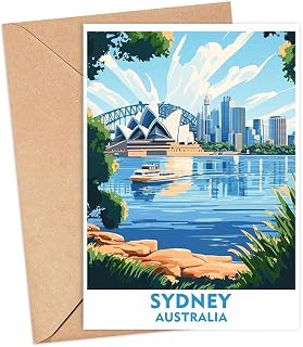 Sydney City Greeting Card - Australia Travel Card - Modern Landscape Scenery 5 x 7 inches