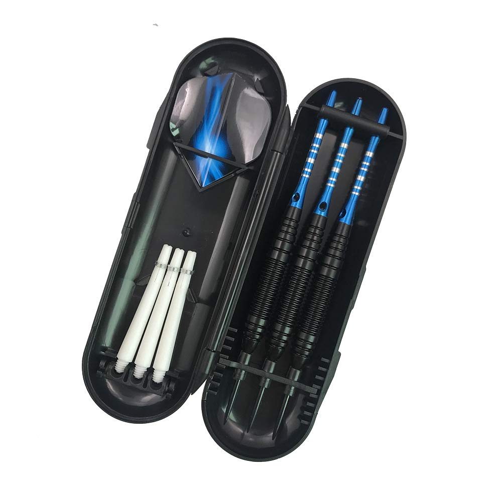 Set di freccette con punta in acciaio da 22 g, alette standard in PET, aste in alluminio, canna in ferro, punta in acciaio con custodia da viaggio per principianti o giocatori professionisti