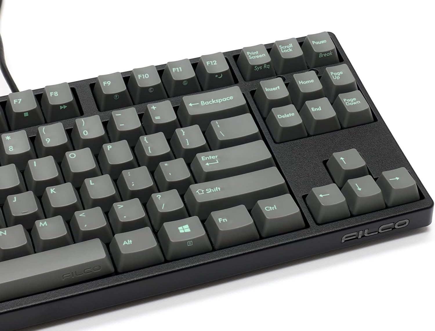 FILCO Majestouch + SGK Cherry MX Brown Axis, Numeric Keypadless, English Layout, 87 Keys, PBT 2 Color Molded Sky Gray Key Cap, N Key Rollover, Function Key Function, Black