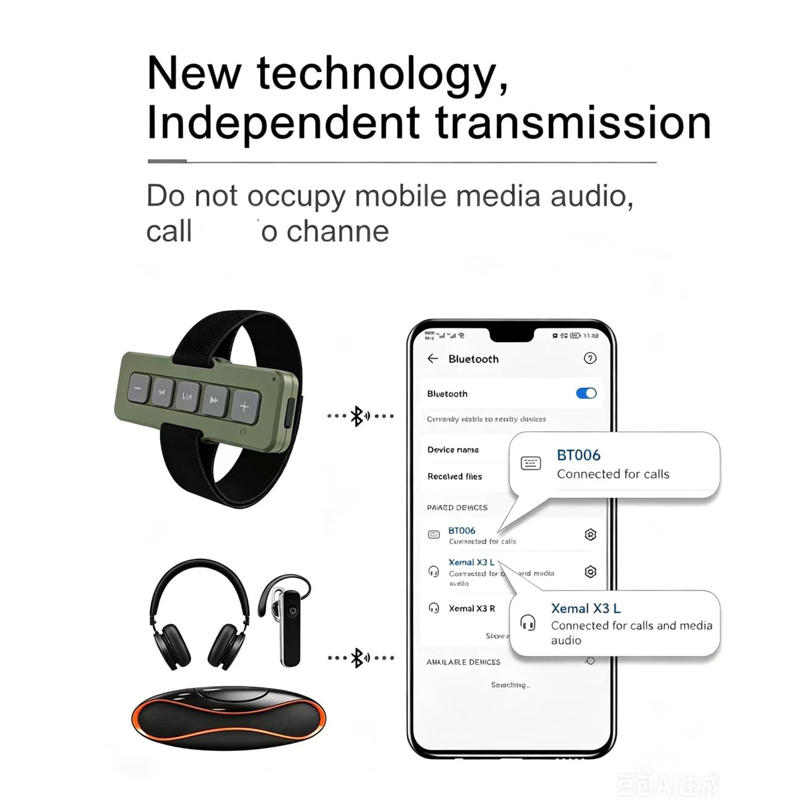 Contrôleur de casque monté, télécommande Bluetooth pour casque de voiture, vélo, moto, casque de randonnée, d'alpinisme et de ski