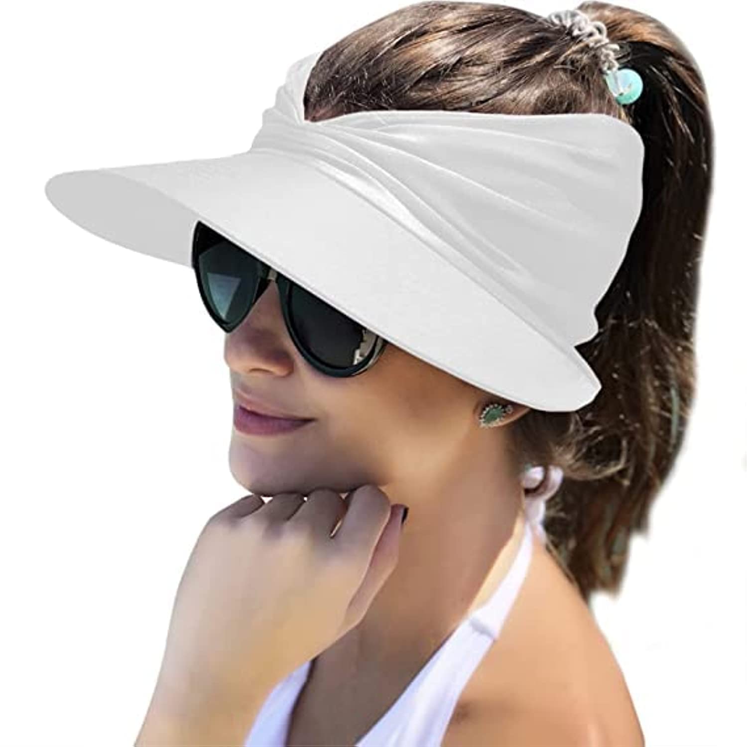 Sun Hat Women, Sun Beach Visor Cap UV Protection with Wide Brim for Sports Beach Golf