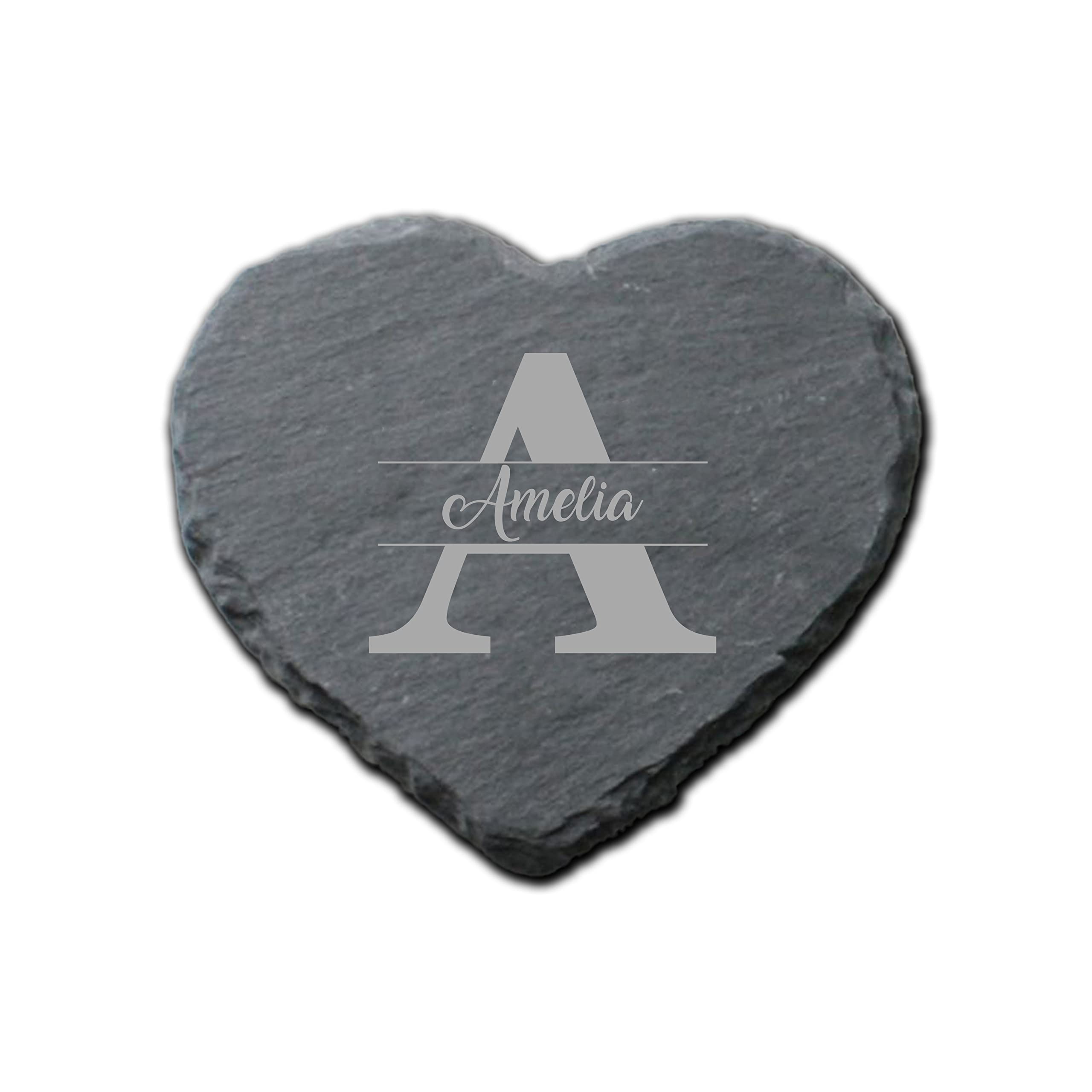 Girls Heart Pb Tech Personalised Engraved Slate Coaster, Personalised Floral Coaster Stylish Initial With Name, Customised Gift For Valentine’s, Birthday, Christmas Day For Mom, Dad, Kids, Friends Or